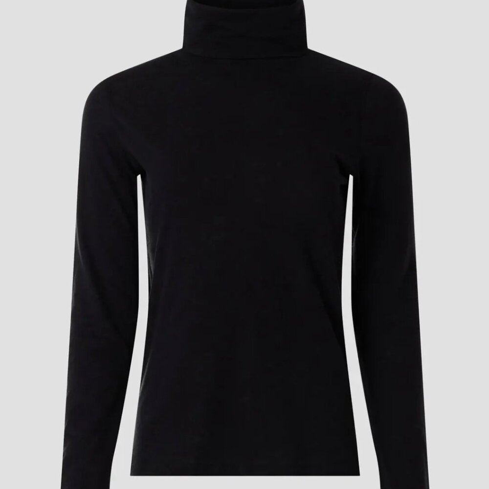 Majestic Filatures Cashmere Cotton Turtleneck in Black, Size 2